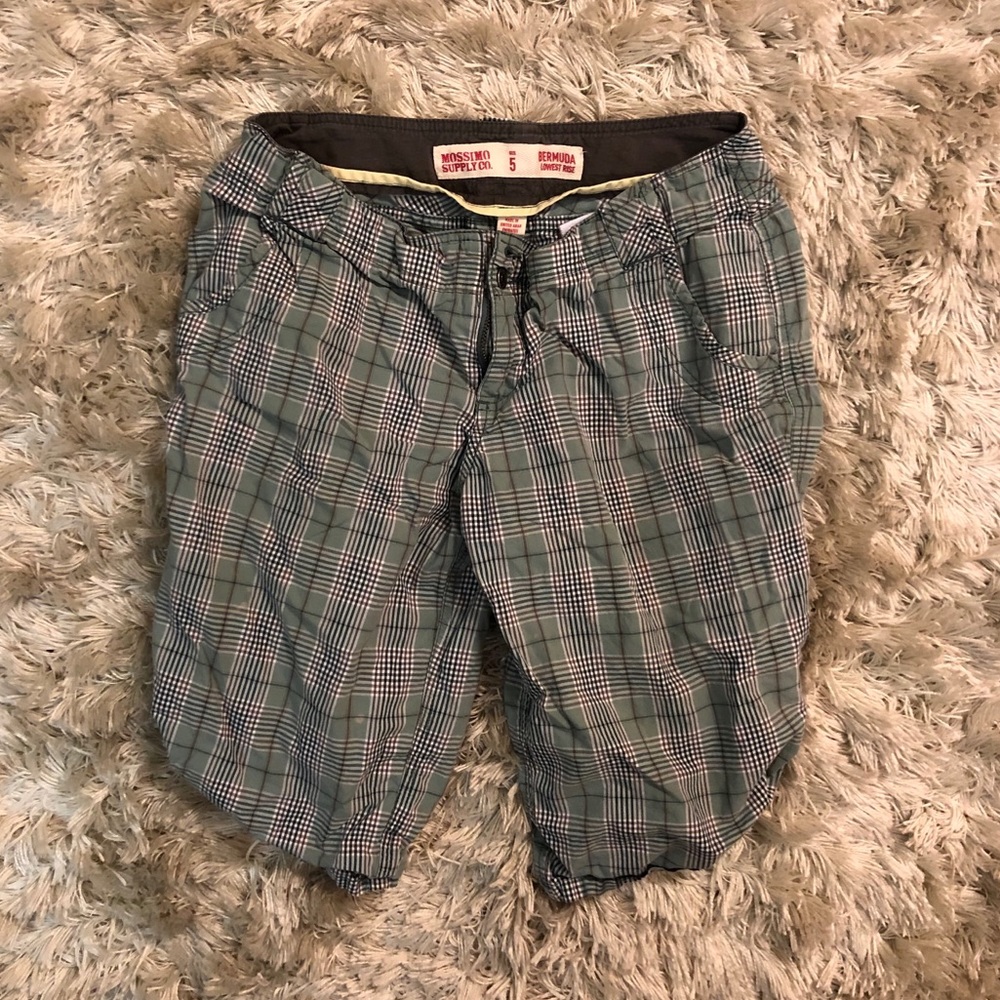 Long cotton plaid shorts
